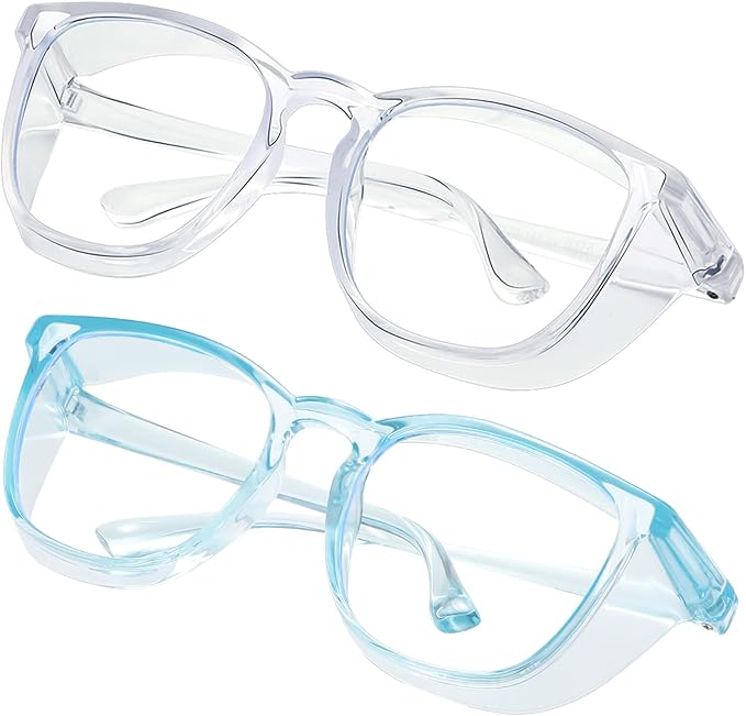 Safety glasses Goggles Nurses Protective Eyewear - Anti Fog Square Frame Stylish Clear Glasses for Women Men