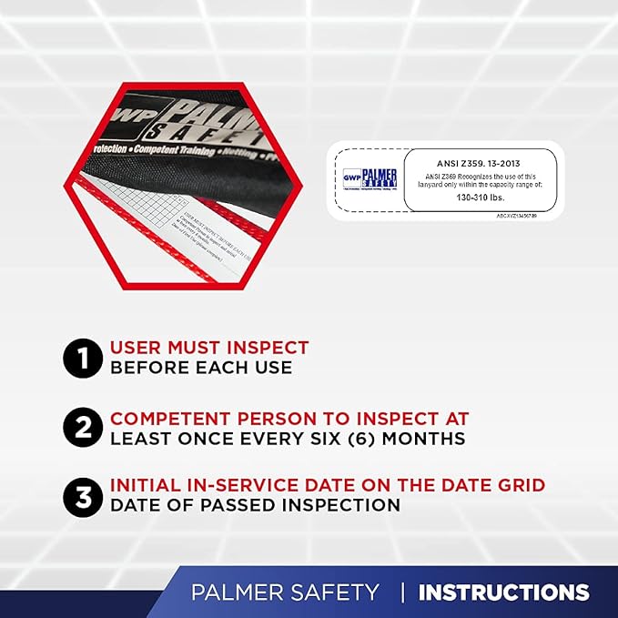 Palmer Safety Full Body Construction Harness with 5 Point Adjustment, 1D-Ring, Tongue Buckle