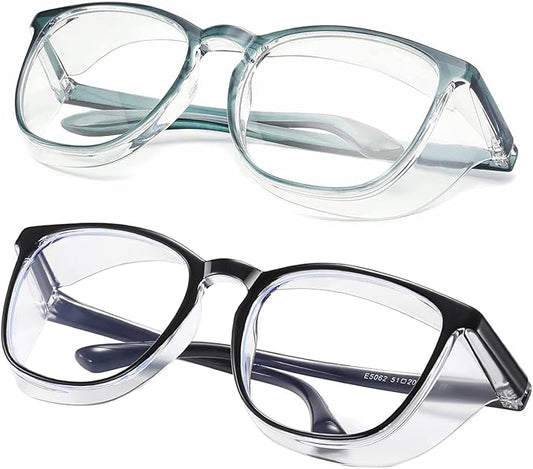 Safety glasses Goggles Nurses Protective Eyewear - Anti Fog Square Frame Stylish Clear Glasses for Women Men