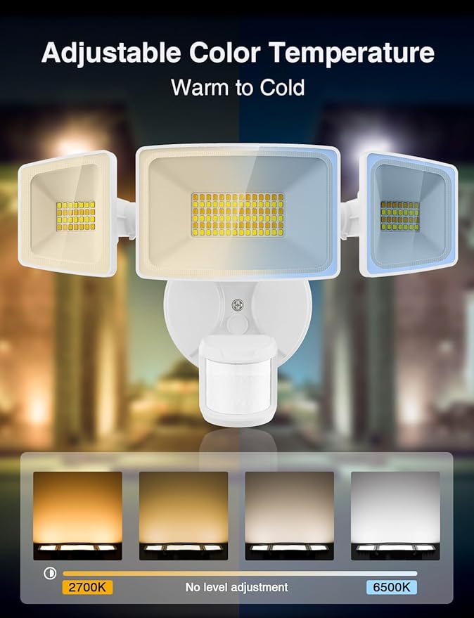 Onforu 65W Smart LED Security Lights Motion Sensor Light Outdoor, 5500LM, 2500K-6500K, APP Control, WiFi Alexa Flood Light Motion Detector with Adjustable 3 Head, IP65 Wall Light for Yard, Garage