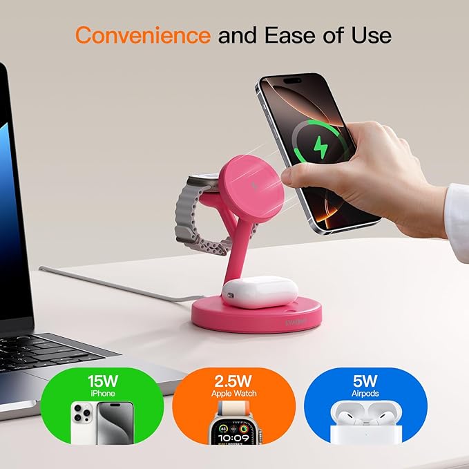 2025 3 in 1 Charging Station for Apple iPhone AirPods Watch with Mag-Safe Charger Wireless Charger Stand for iPhone 1716 15 14 13 12 Series AirPods iWatch Series - Gifts for Wife & Husband