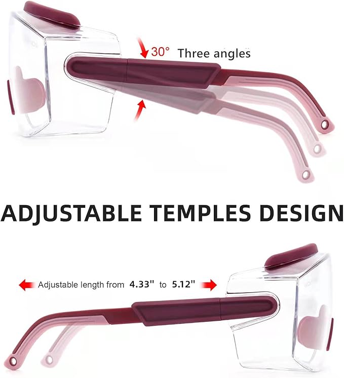 UKNOW Safety Goggles Over Glasses, Anti Fog Safety Glasses with Clear Wraparound Lens, ANSI Z87.1 Protective Eyewear