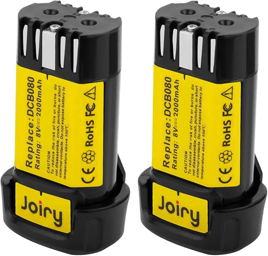 8V 2000mAh Li-ion Replacement Battery with Higher Safety & Longer Runtime - Compatible with Dewalt DCB080, DW4390, DCF680N1, DCF680N2 DCF680G2 Cordless Power Tools (2-Pack)