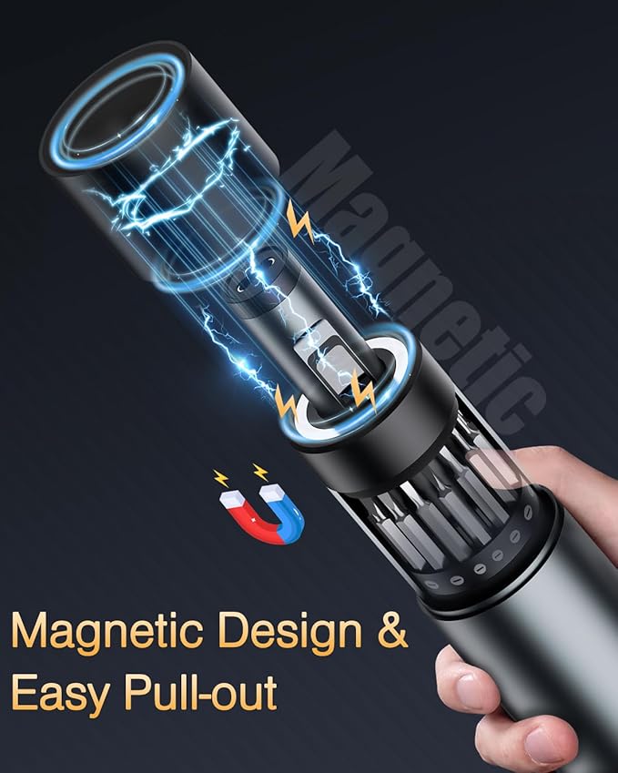 Electric Screwdriver Set, 62-in-1 Mini Electric Screwdriver, 3.7V Rechargeable Power Screwdriver Kit with 60 Magnetic Precision Bits, OLED Display for PC, Phones, Electronics, DIY