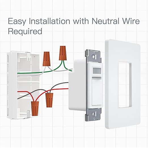 MOES Smart Motion Sensor Switch Single Pole, Needs Neutral Wire, Wi-Fi PIR Infrared Motion Activated Light Switch, Smart Life Tuya APP Remote Control Compatible with Alexa and Google, FCC Listed