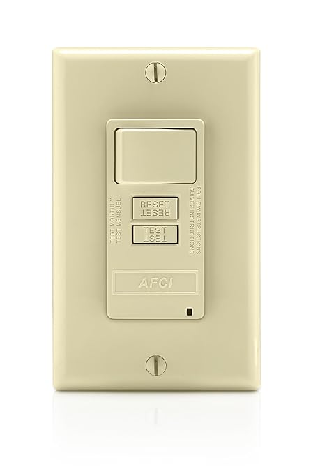 Leviton Combination, 15 Amp, Self Test, LED Indicator Light, AFSW1-I, AFCI/Switch, Ivory