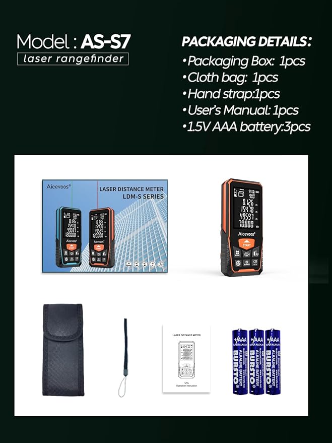 Laser Measure with Large Backlit Screen, Digital Laser Measurement Tool with Electronic Angle Measures Distance, Area and Volume