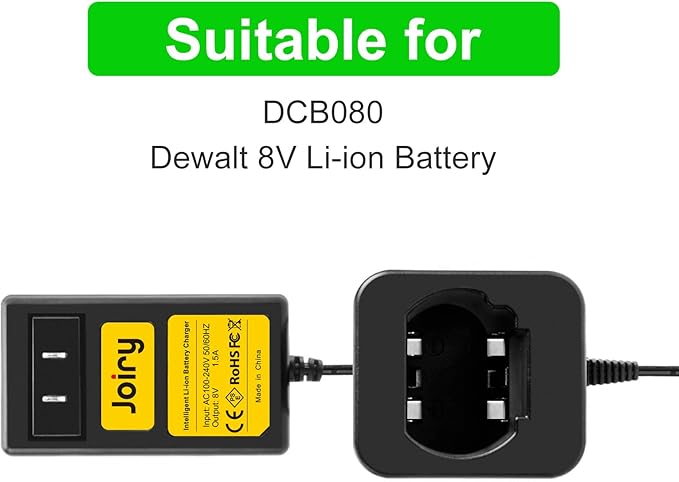 8V 2000mAh Li-ion Replacement Battery Charger with Higher Safety & Longer Runtime - Compatible with Dewalt DCB080, DW4390, DCF680N1, DCF680N2 DCF680G2 Cordless Power Tools (Charger)