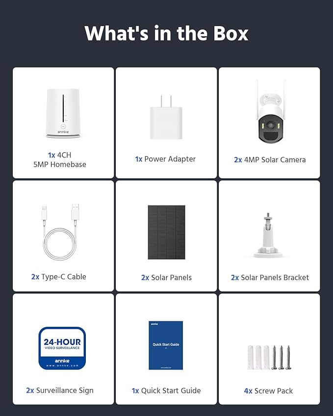 ANNKE Solar Wireless Security Camera Outdoor 4MP, 5MP Surveillance Home System, 4CH and 2 Bullet Cam-Kit, Color Night Vision, Spotlight Smart Alarm, PIR&Human Detection, 2-Way Audio, 64GB Memory Card