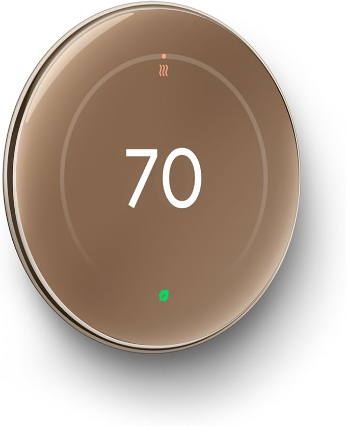 Google Nest Learning Thermostat (4th Gen, 2024) with Nest Temperature Sensor - Energy Saving Smart Thermostat - Works with Alexa, Apple HomeKit and Google Home App - Polished Gold