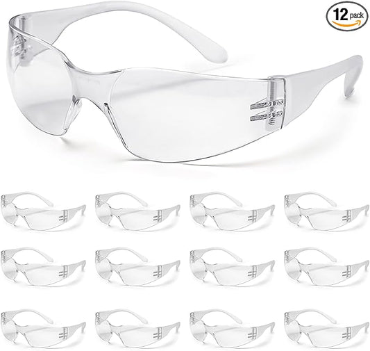 ATERET 12 Pairs Safety Glasses, Scratch Resistant Polycarbonate ANSI Z87.1 Impact Resistant Lens