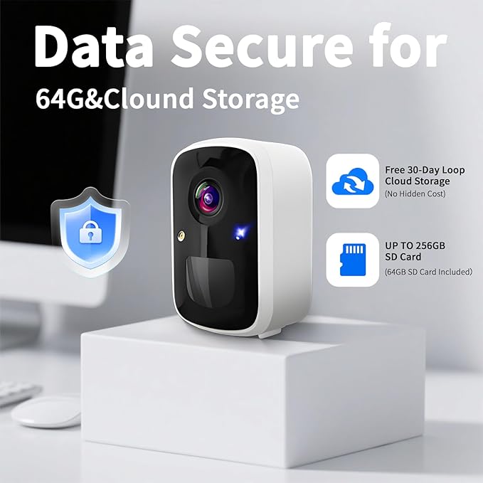 Wireless Security Cameras, 3MP WiFi Battery Powered Camera for Home Security with AI Motion Detection, 2-Way Talk, Spotlight, Siren, IP65, Cloud/Up to 256G SD Storage(64G SD Card Included)