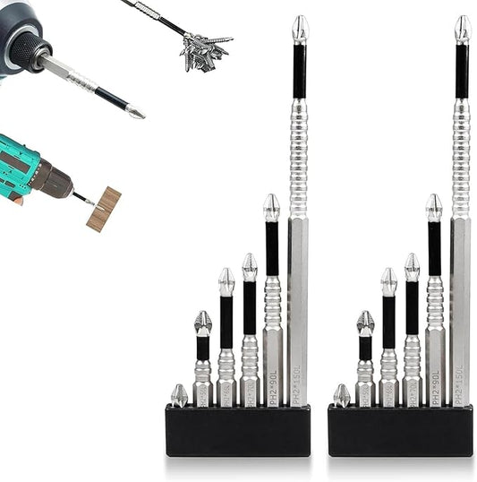 Magnetic Screwdriver Bit Set, high-magnetic screwdriver drill bit set,25 50 65 70 90 150MM Magnetic Screwdriver Bits (12)