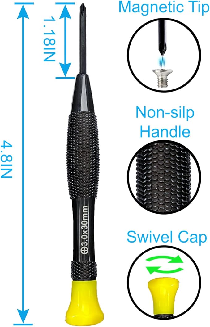 8PCS Precision Screwdriver Set With Case, Lengnoyp Magnetic Flathead Phillips Small Screwdrivers, Mini Screwdriver Set Kit and Magnetizer for Eyeglass Repair, Watch, Electronic Repairs