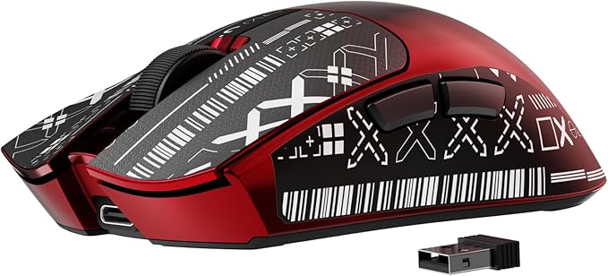 S9 Pro Wireless Gaming Mouse, 59G Ergonomic Computer Mouse, Triple Modes, 8K Polling, 26K DPI, PAW3395 Optical Sensor, Kailh Switch, 250h Battery Life, Programmable for PC/Win/Mac(Red)