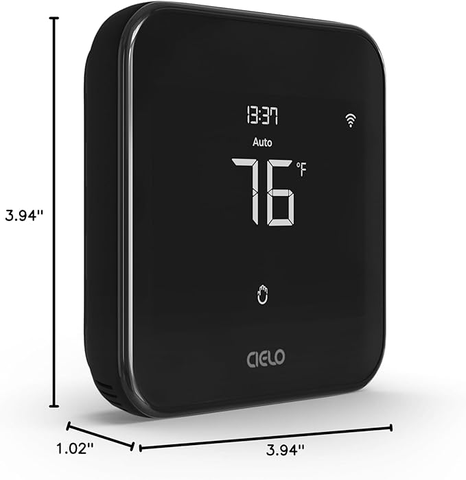 Cielo Smart Thermostat Eco | Energy Star Certified Thermostat | Supports Conventional Systems up to (2H/2C) & Heat Pumps (4H/2C) | Free C-Wire Adapter in Box | NOT for Mini Split Systems | (Black)
