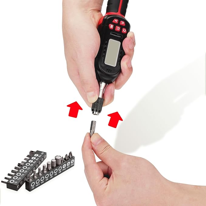 Torque Screwdriver Digital 2.66-53.1 in-lbs/0.3-6 Nm, Adjustable Screwdriver Torque Wrench Set with Buzzer/LED Indicator Notification for Bike Repairing, Tools, Maintenance and Mounting