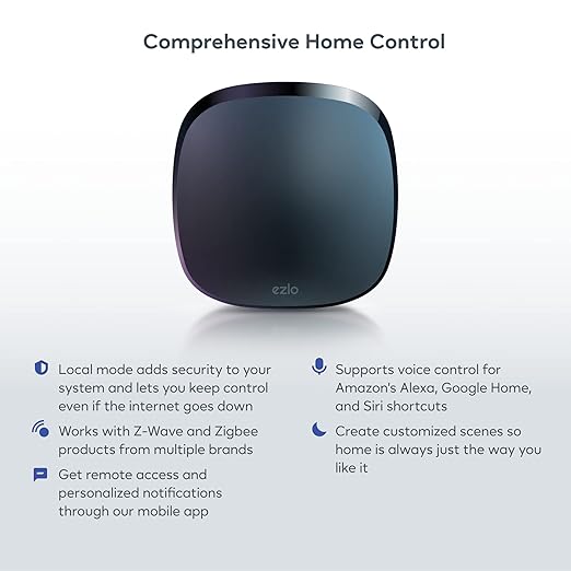 Ezlo Plus Smart Home Hub with Zigbee & Z-Wave. Works with Wi-Fi Devices Associated with Amazon Alexa Devices & Google Assistant to Control Smart Locks, Smart Lights, Smart Switch and CCTV Cameras