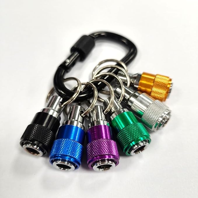 6 Pack Bit Holder Keychain, 1/4 inch Hex Shank Bit Holders, Hex Screwdriver Bits Holder Extension Bar, Quick Release Bit Holder For Nut Driver - Screwdriver & Drill Bits w/Key Chain Carabiner