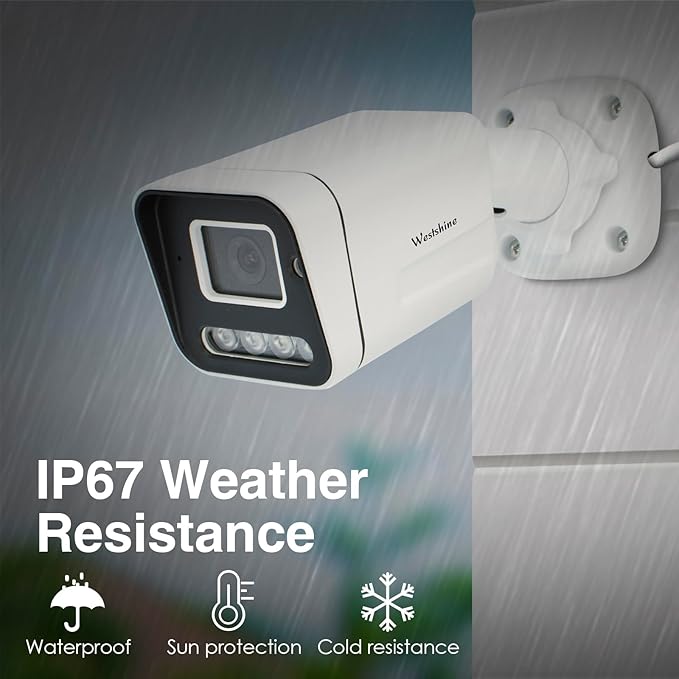 5MP PoE IP Bullet Security Camera,Full Color Night Vision,Human Detection,2.8mm Wide Angle,Built-in Mic for Two-Way Audio,Outdoor IP67 CCTV Camera in Metal Housing