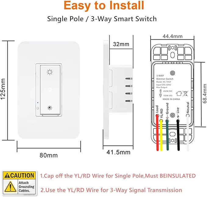 Nexete Smart Wi-Fi Dimmer Switch, Dim Lighting from Anywhere, in-Wall, 3-Way/Single Pole No Hub Required, Compatible with Alexa and Google Assistant, ETL Certified (3-Way Dimmer 1-Pack)