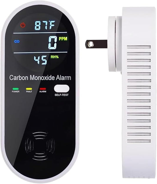 3-in-1 Carbon Monoxide Detector, Carbon Monoxide Detector Plug in Wall with Temperature & Humidity Display, CO Alarm Monitor with Color LCD Display, Accurate & Easy to Install