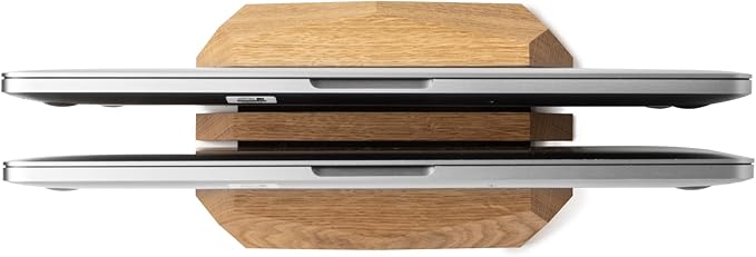 Oakywood Dual Laptop Dock, Vertical Laptop Stand Wood, Laptop Stand for Desk, Desk Organizer, Vertical Laptop Holder, Compatible with All MacBook Pro Air iPad, for 2 Device – 7,1x4,5x1,6”, Oak