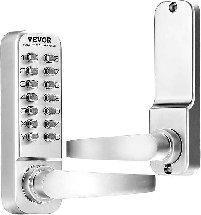 VEVOR Mechanical Keyless Entry Door Lock, 14 Keys, Mechanical Keypad Door Lock with Handle, Stainless Steel Waterproof Keyless Gate Lock, for Home Office Outdoor Fence Garage Yard