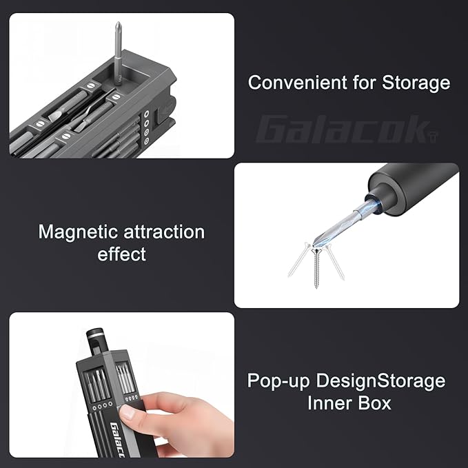 3.7V Mini Precision Screwdriver set, 49 IN 1 Magnetic Storage Mini Electric Screwdriver Cordless Set with LED Display 5 Torque Settings Repair Tool Kit for Electronics Phone Laptop Watch (Grey)