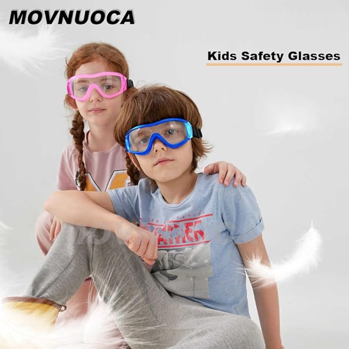 Kids Safety Goggles, Toddler Safety Glasses With UV Anti-Fog,Clear Lens Glasses Cleaning Cloth Included