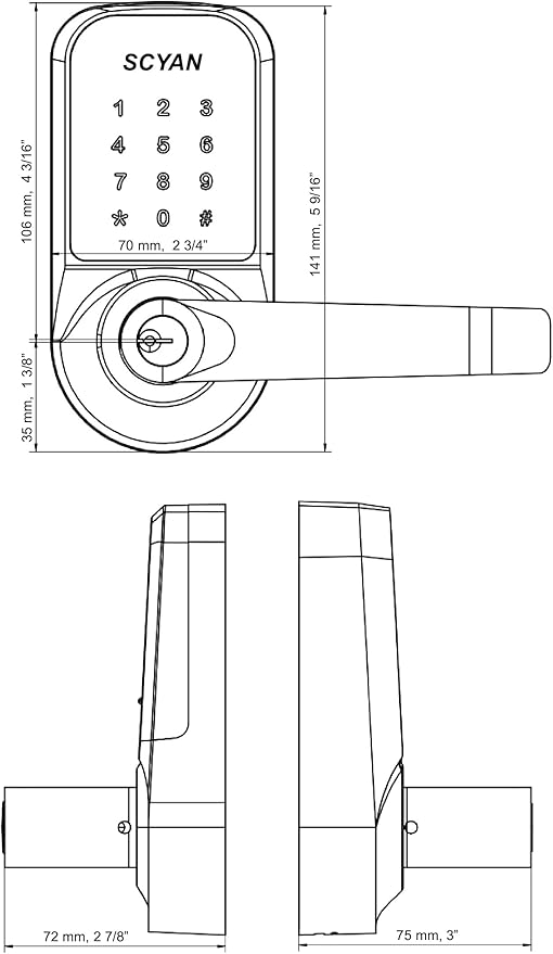 Smart Door Lock, Keyless Entry Door Lock, SCYAN X4 Handle Lock with Touchscreen Keypad Access, Auto Locking, for Home, Airbnb, Rental House (Oil-Rubbed Bronze)