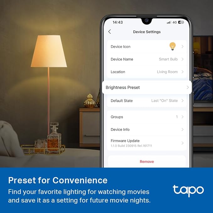 Tapo TP-Link Smart Light Bulbs, 800 Lumens (60W Equivalent), 2700K Soft Warm White LED Bulb, Dimmable, Compatible with Alexa and Google Home, No Hub Required, A19 E26, L510E (4-Pack)