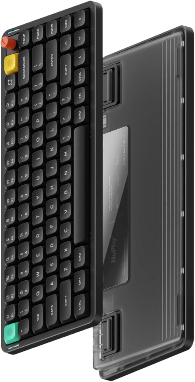 nuphy Air75 V3 Hot Swappable Wireless Mechanical Keyboard, 84 Keys 75% Custom Low Profile Keyboard with Knob, RGB Backlit, Gasket Mounted, Support Bluetooth/2.4GHz/USB-C,Black-Blush Nano