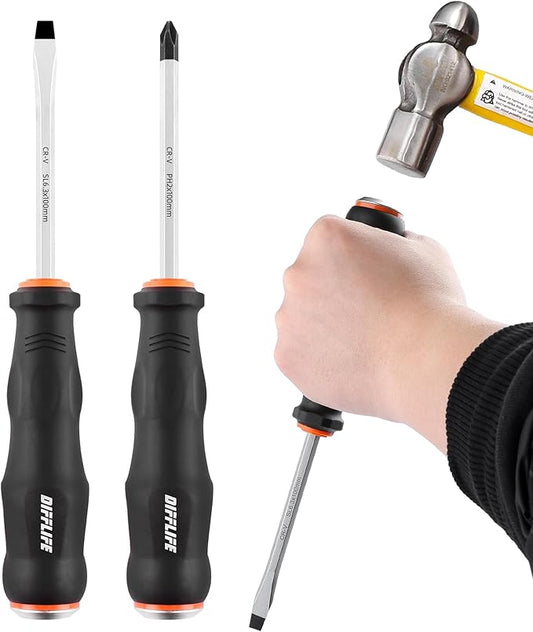 Heavy Duty Screwdriver Sets Screwdriver Kit 2-Piece, Professional Cushion Grip Insulated Magnetic Tip Electrician Screwdriver Kits (2-Piece)