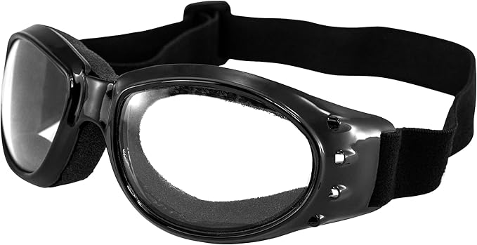 Birdz Eyewear Eagle Padded Motorcycle Goggles Black Frame with Smoke Yellow & Clear Lenses Vented Sides Anti-Fog coating