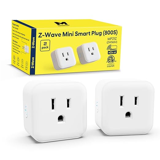 Minoston Z-Wave Outlet Mini Plug-in Socket, Z-Wave Hub Required, 800 Series Zwave Plug Built-in Repeater/Range Extender, Work with SmartThings, Wink, Alexa, Google Assistant, FCC Listed (MP21Z)