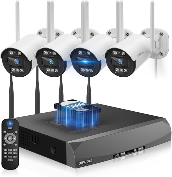 《130°Wide Angle & Two-Way Audio》Wireless Security Camera System Outdoor, WiFi Cameras for Home Security,Video Surveillance Systems