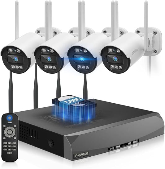 《130°Wide Angle & Two-Way Audio》Wireless Security Camera System Outdoor, WiFi Cameras for Home Security,Video Surveillance Systems