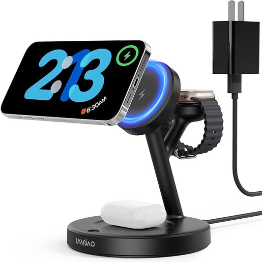 2025 3 in 1 Charging Station for Apple iPhone AirPods Watch with Mag-Safe Charger Wireless Charger Stand for iPhone 1716 15 14 13 12 Series AirPods iWatch Series - Gifts for Wife & Husband