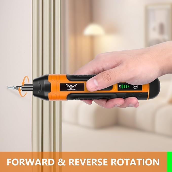 Electric Cordless Screwdriver, 3.6V Rechargeable Screwdriver, 5N.m Max Torque, 4-Gear Torque, LED Light, 20 Pcs, Ideal for Daily & Light Industrial Use