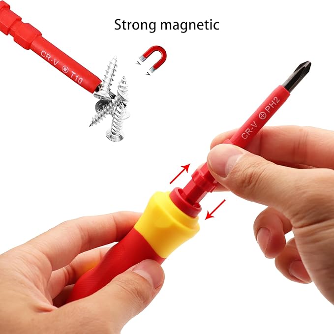 Insulated Screwdriver Set Electrician Tools Kit, 14 IN 1 Magnetic Screwdriver Set Interchangeable Tools Screw Driver Set Kit for Household Repair (with Tester)