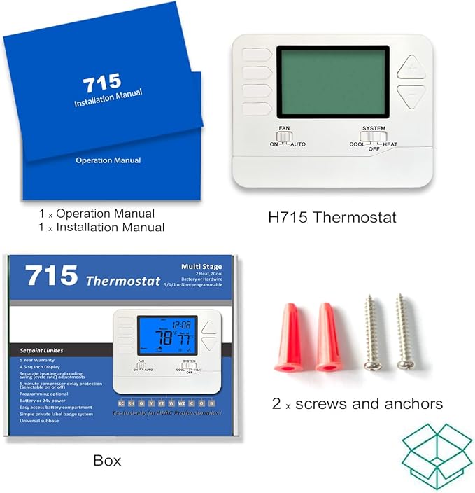 5-1-1 Day Programmable Thermostats for Home 2 Heat/ 2 Cool Conventional Multistage Systems