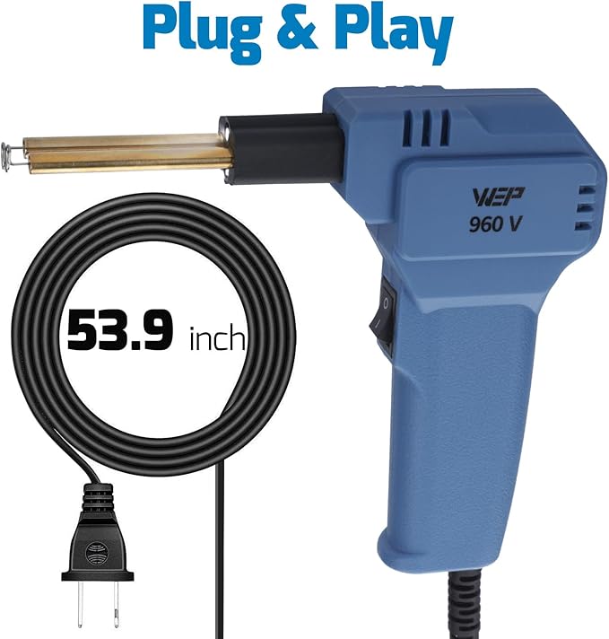 WEP 960-V Blue Plastic Welder Kit 110V with LED Lights with 200 Hot Staples and Pliers for Car Bumper Plastic Welding, Plastic Gas Tank Repair, a Great Automotive Tools for Mechanics