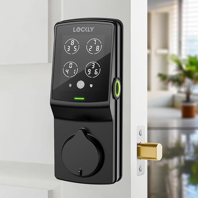 Lockly Secure Plus, Keyless Entry Door Lock, Smart Locks for Front Door, Smart Lock Deadbolt, PIN Genie® Keypad, 3D Biometric Fingerprint Sensor, Auto Lock Smart Door Lock (Matte Black)