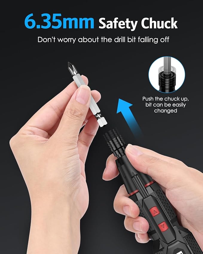 Upgraded 4.2V Electric Cordless Screwdriver, Rechargeable Screwdriver Set with 13 Bits, 3 Torque Settings, 1600mAh Battery & Dual LED Lights, Ideal Tool for Home Repairs, Installation