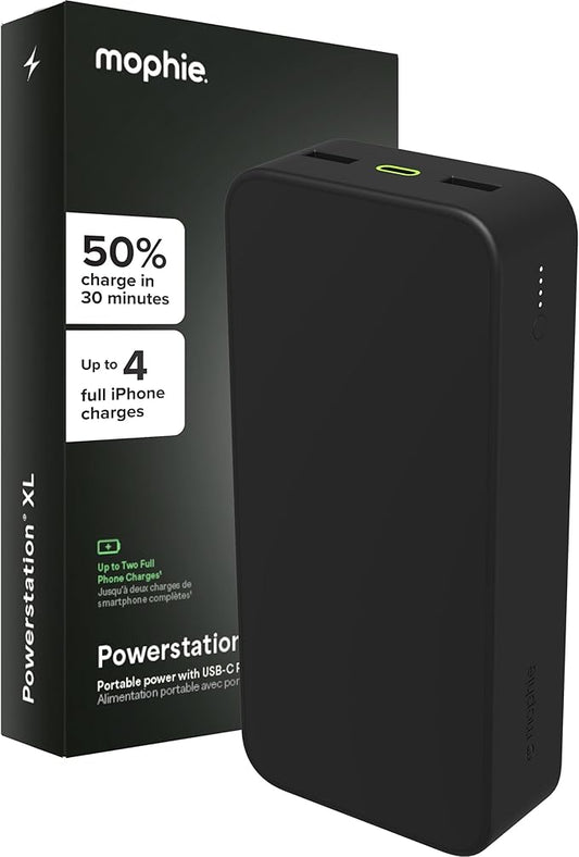 mophie Powerstation XL Power Bank 2023-20,000 mAh Large Internal Battery, (2) USB-A Ports and (1) 20W USB-C PD Fast Charging Input/Output Port, Travel-Friendly