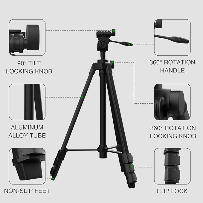 59-inch Lightweight Aluminum Laser Level Tripod Stand with Bubble Level, Quick Release Plate with 1/4"-20 Screw Mount for Laser Line Leveling