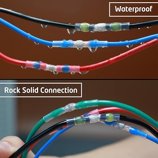 110 Pcs Heat Shrink Wire Connectors, Solder Seal Butt Connectors Kit Waterproof Marine Electrical Splice Terminals