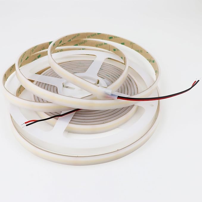 COB White LED Strip Lights 6000K 528LEDs/M 10mm DC24V Silicone Tube LED Light Outdoor Waterproof IP67 Linear LED Tape Lights 16.4ft for Garden, Backyard, Wheel Lights