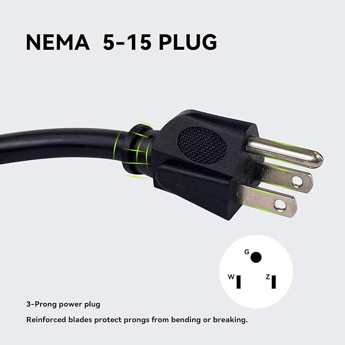 2 Pack 12 ft 14/3C SJTW Appliance and Power Tool Cord, 14 Gauge 3 Prong Heavy Duty Replacement Power Supply Cord Cable, 110V 115V 120V AC Pigtail, 15A, 1875w